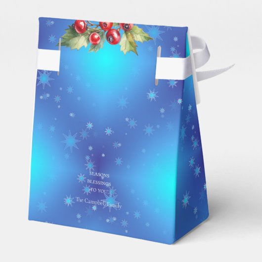 IJs Blauw Wit Sterren Pine Cone Rode bessen Gift Bedankdoosjes (Achterkant)