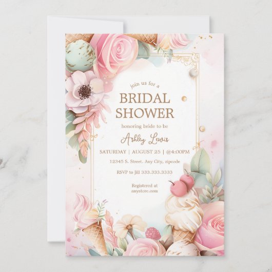 Ijs bloem ijshoorntjes kaart (Voorkant)