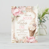 ijs, bloemenijshoorntje kaart (Staand voorkant)