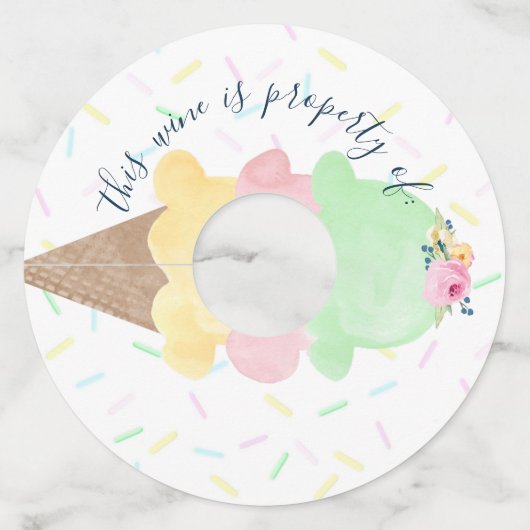 Ijs Bridal of Baby Shower Wijnglaslabel (Voorkant)