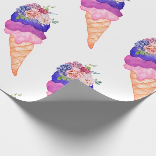 Ijs Bruiloft Feestje Ze Schept Wafelhoorntje Cadeaupapier (Hoek)