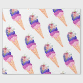 Ijs Bruiloft Feestje Ze Schepte Wafelhoorntje Cadeaupapier (Vlak)