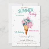 IJs Cactus Bloemen Zomer Verjaardagsfeest Kaart (Voorkant)