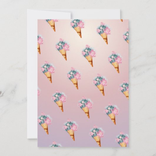 IJs Cactus Bloemen Zomer Verjaardagsfeest Kaart (Achterkant)