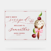 Ijs Cherry Geschept Bruiloft Feest Begroeting Acryl Bord (Voorkant)