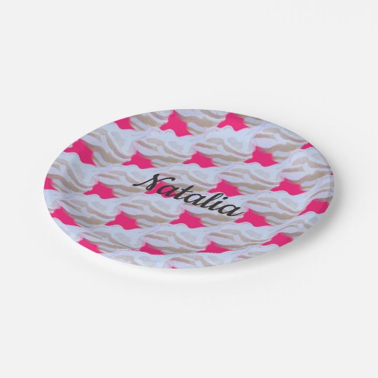 IJs crème roze en wit feest Papieren Bordje (Gekanteld)