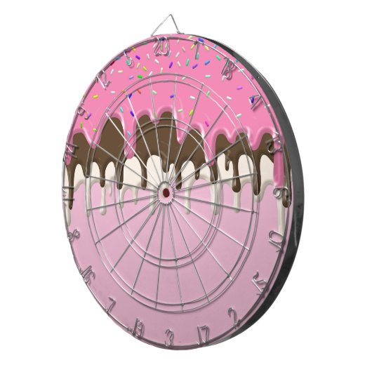 IJs crème roze frosting strooisel druppel Dartbord (Voorkant Rechts)