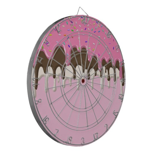 IJs crème roze frosting strooisel druppel Dartbord (Voorkant Links)
