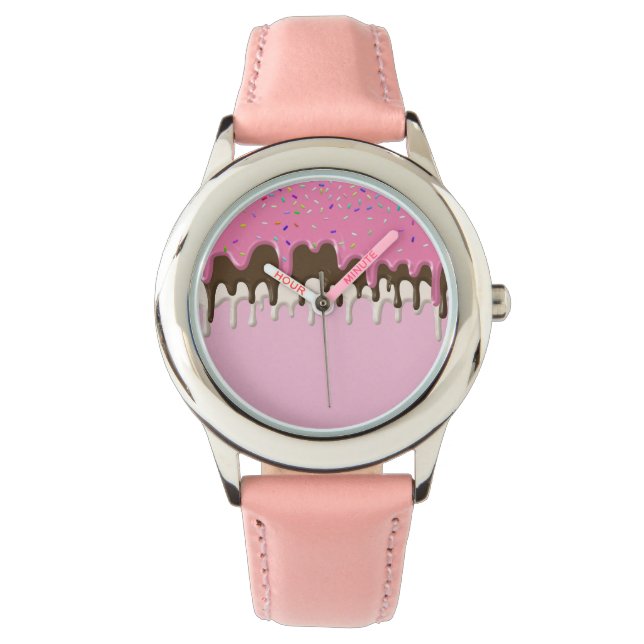 IJs crème roze frosting strooisel druppel Horloge (Voorkant)