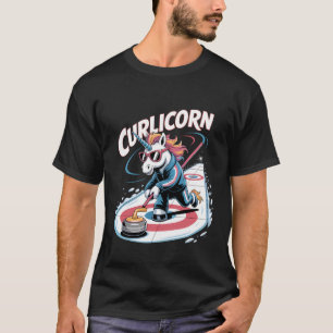 Ijs Curling Eenhoorn Ijs Sport Wintersport Grappig T-shirt