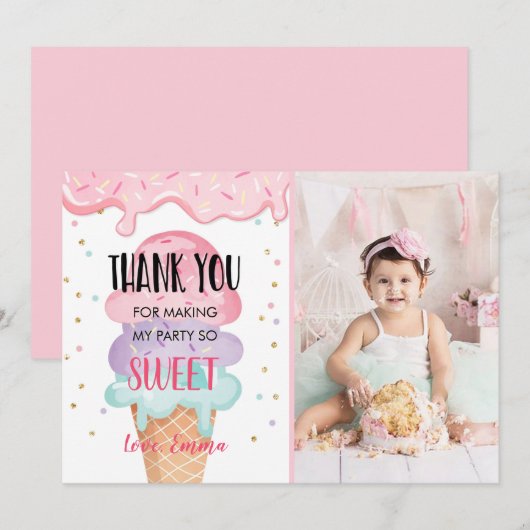 Ijs Dank Je Hier Heb Je Het Nieuws Roze Confetti Kaart (Voorkant / Achterkant)