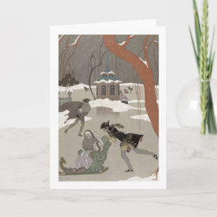 Ijs die op het Bevroren Meer, illustratie Feestdagen Kaart