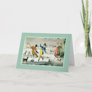 Ijs die, vintage schaatsen feestdagen kaart
