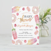 Ijs, Donuts Snoepjes Baby Shower Kaart (Staand voorkant)