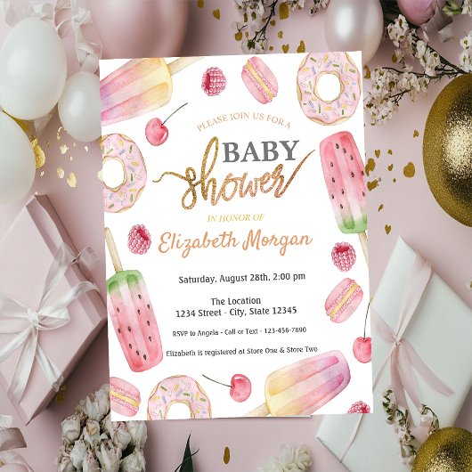 Ijs, Donuts Snoepjes Baby Shower Kaart