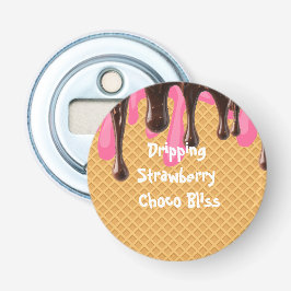Ijs,Druppelende Aardbei Choco Bliss, Dessert Button Flesopener