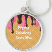 Ijs,Druppelende Aardbei Choco Bliss, Dessert Sleutelhanger (Voorkant)