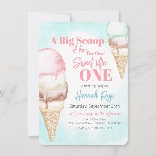 IJs eerste verjaardagsfeestje Kaart (Voorkant)