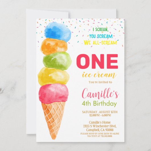 IJs elke leeftijd Meisje Verjaardagsfeestje Uitnod Kaart (Voorkant)