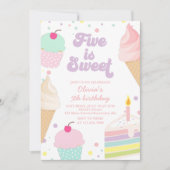 IJs en cake 5e verjaardag Kaart (Voorkant)