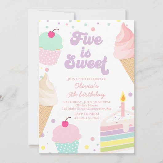 IJs en cake 5e verjaardag Kaart (Voorkant)