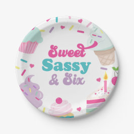 Ijs en Cake Sweet Sassy Zes 6e Verjaardag Papieren Bordje