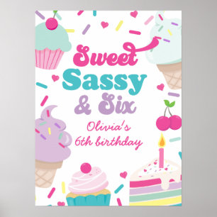 Ijs en Cake Sweet Sassy Zes 6e Verjaardag Poster