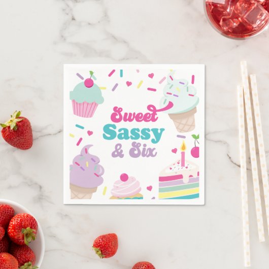 Ijs en Cake Sweet Sassy Zes 6e Verjaardag Servet (Insitu)