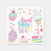 Ijs en Cake Sweet Sassy Zes 6e Verjaardag Servet (Voorkant)