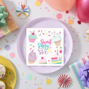 Ijs en cake zoete brutale zes 6de verjaardag servet