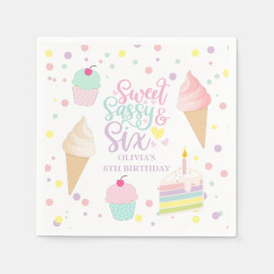 Ijs en cake zoete brutale zes 6de verjaardag servet