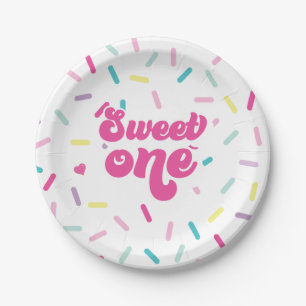 Ijs en cake zoete een 1e verjaardag papieren bordje