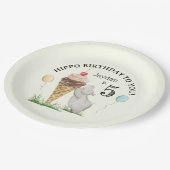 IJs en Hippo verjaardagsfeestje Papieren Bordje (Gekanteld)