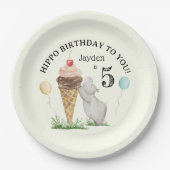 IJs en Hippo verjaardagsfeestje Papieren Bordje (Voorkant)