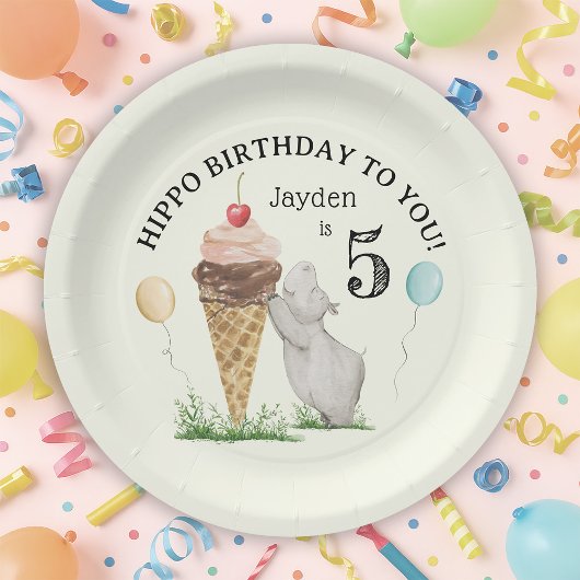 IJs en Hippo verjaardagsfeestje Papieren Bordje