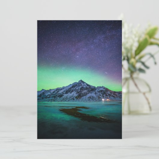 IJs en sneeuw | Aurora Borealis Milky Way IJsland Bedankkaart (Staand voorkant)