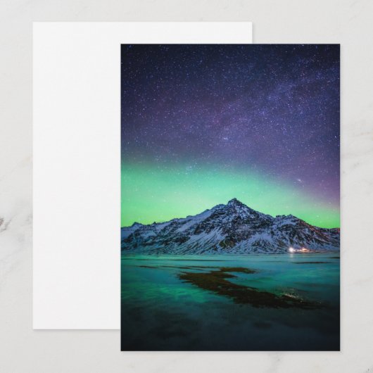 IJs en sneeuw | Aurora Borealis Milky Way IJsland Bedankkaart (Voorkant / Achterkant)