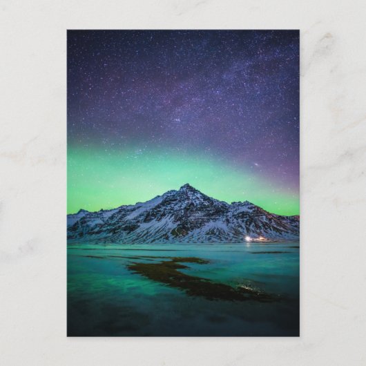 IJs en sneeuw | Aurora Borealis Milky Way IJsland Briefkaart (Voorkant)