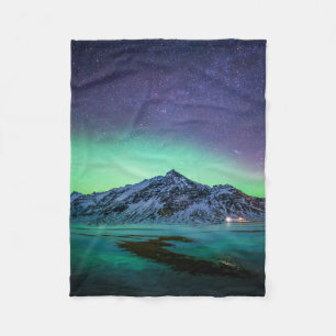IJs en sneeuw Aurora Borealis Milky Way IJsland Fleece Deken