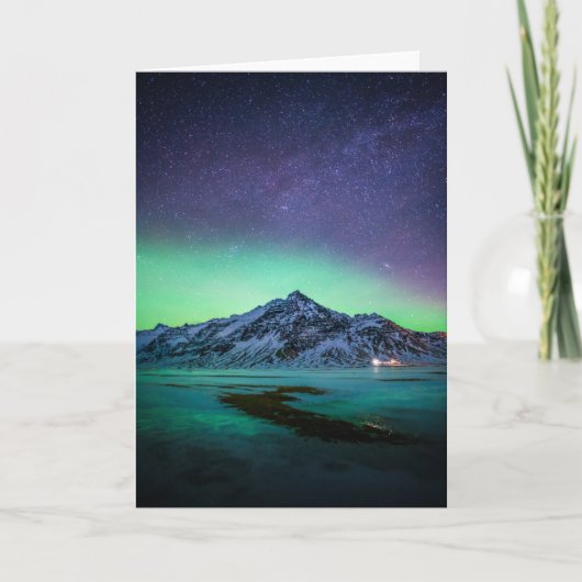 IJs en sneeuw | Aurora Borealis Milky Way IJsland Kaart (Voorkant)