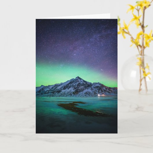 IJs en sneeuw | Aurora Borealis Milky Way IJsland Kaart (Gele Bloem)