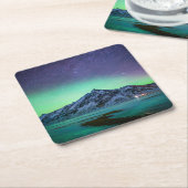 IJs en sneeuw | Aurora Borealis Milky Way IJsland Kartonnen Onderzetters (Schuin)