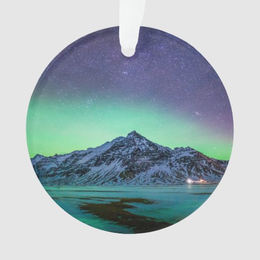 IJs en sneeuw | Aurora Borealis Milky Way IJsland Ornament (voorkant)