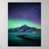 IJs en sneeuw | Aurora Borealis Milky Way IJsland Poster (Voorkant)