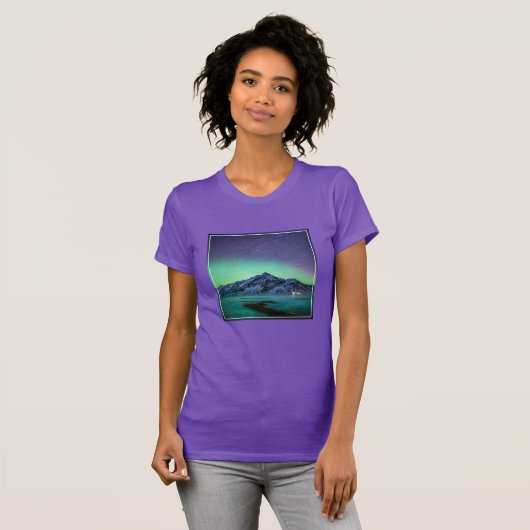 IJs en sneeuw | Aurora Borealis Milky Way IJsland T-shirt (Voorkant volledig)