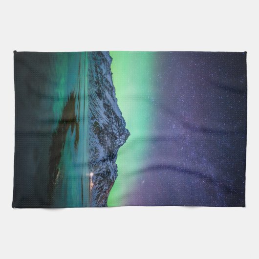 IJs en sneeuw | Aurora Borealis Milky Way IJsland Theedoek (Horizontaal)