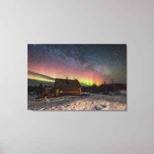 IJs en sneeuw Aurora Polaris Murmansk, IJsland Canvas Afdruk