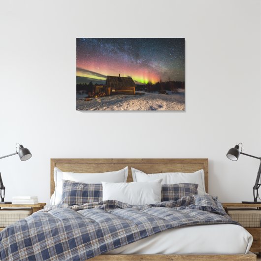 IJs en sneeuw | Aurora Polaris Murmansk, IJsland Canvas Afdruk (Insitu (Slaapkamer))