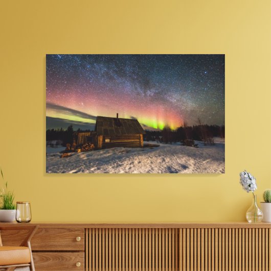 IJs en sneeuw | Aurora Polaris Murmansk, IJsland Canvas Afdruk (Insitu (Woonkamer))