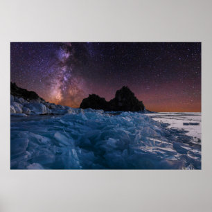 IJs en sneeuw   Baikal-meer, Siberië, Rusland Poster